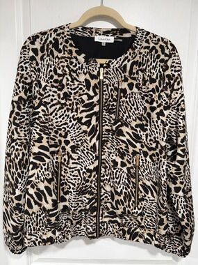 M Calvin Klein Leopard Print Jacket in Beige and Black